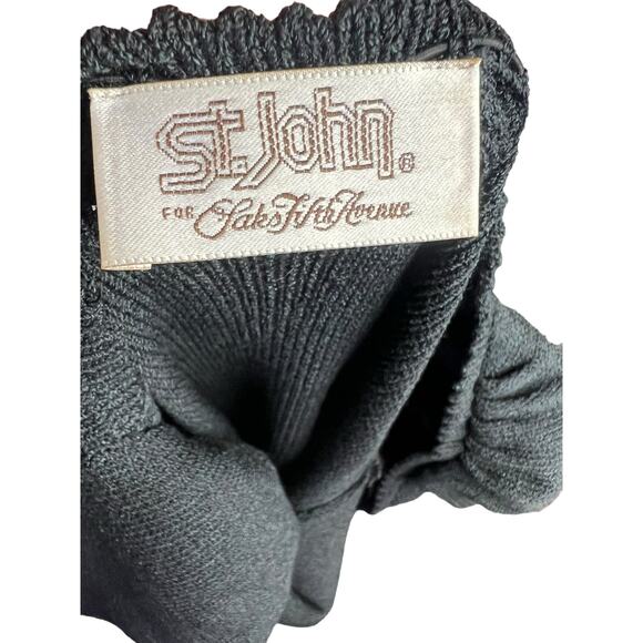 Vintage St. John for Saks Black Knit Dress Puff Sleeve Retro Designer Twee S M - Picture 14 of 16